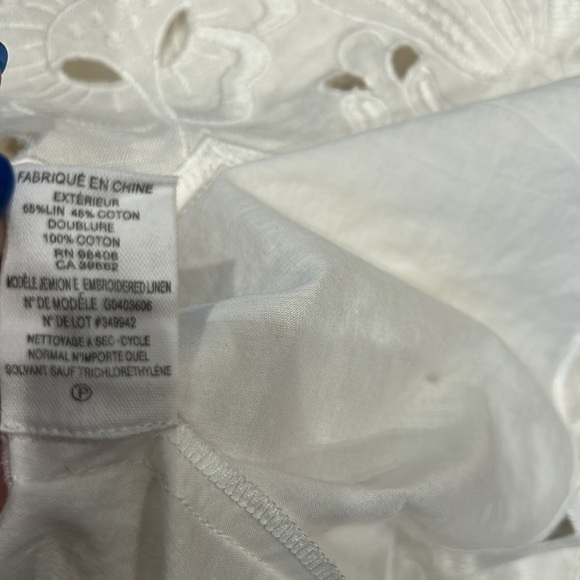 Theory Jemion E White Embroidered Linen Lace Dress White Sleeveless size 6 - Picture 6 of 8